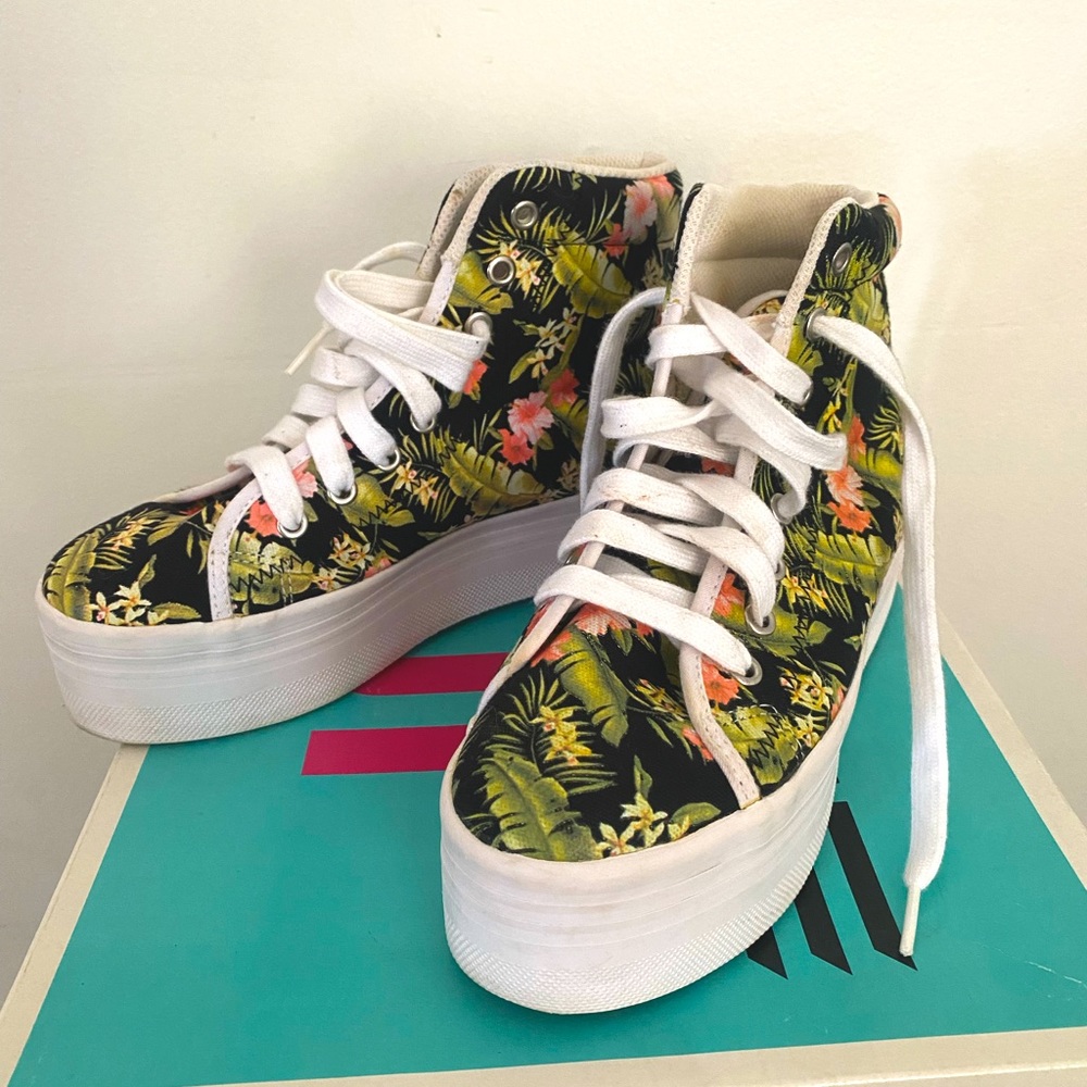 Jeffrey Campbell Floral Platform Sneaker Gem